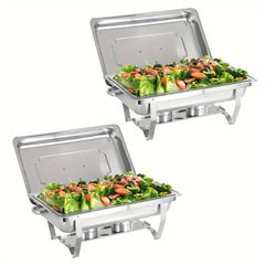 2/4/5/6/8/10packs Stainless Steel Chafing Dish Set 8QT, Premium Rectangle Buffet Food Warmer With Lids, Durable Pans & Fuel Holders - Perfect For Elegant Restaurant Catering, Parties, And Weddings Events - SHOWLU FASHION STORE