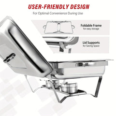 2/4/5/6/8/10packs Stainless Steel Chafing Dish Set 8QT, Premium Rectangle Buffet Food Warmer With Lids, Durable Pans & Fuel Holders - Perfect For Elegant Restaurant Catering, Parties, And Weddings Events - SHOWLU FASHION STORE