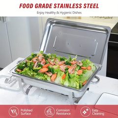 2/4/5/6/8/10packs Stainless Steel Chafing Dish Set 8QT, Premium Rectangle Buffet Food Warmer With Lids, Durable Pans & Fuel Holders - Perfect For Elegant Restaurant Catering, Parties, And Weddings Events - SHOWLU FASHION STORE