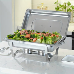 2/4/5/6/8/10packs Stainless Steel Chafing Dish Set 8QT, Premium Rectangle Buffet Food Warmer With Lids, Durable Pans & Fuel Holders - Perfect For Elegant Restaurant Catering, Parties, And Weddings Events - SHOWLU FASHION STORE
