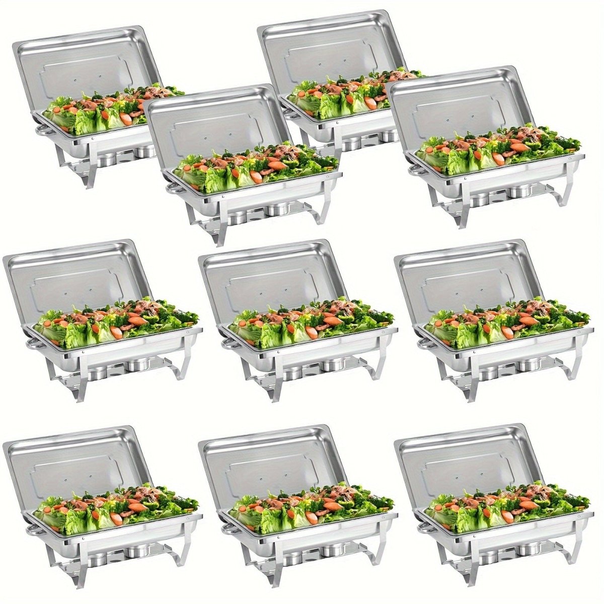 2/4/5/6/8/10packs Stainless Steel Chafing Dish Set 8QT, Premium Rectangle Buffet Food Warmer With Lids, Durable Pans & Fuel Holders - Perfect For Elegant Restaurant Catering, Parties, And Weddings Events - SHOWLU FASHION STORE