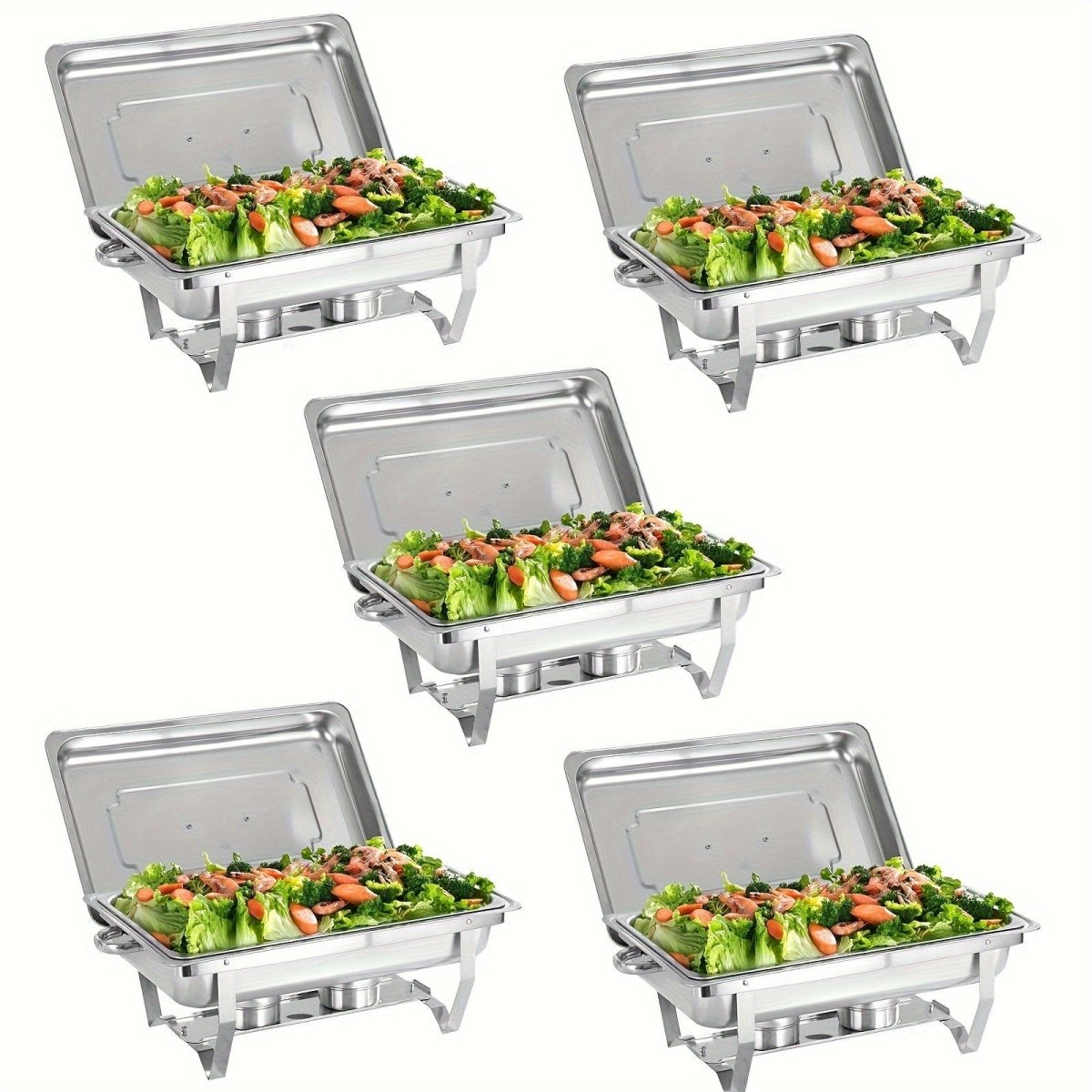 2/4/5/6/8/10packs Stainless Steel Chafing Dish Set 8QT, Premium Rectangle Buffet Food Warmer With Lids, Durable Pans & Fuel Holders - Perfect For Elegant Restaurant Catering, Parties, And Weddings Events - SHOWLU FASHION STORE