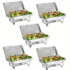 2/4/5/6/8/10packs Stainless Steel Chafing Dish Set 8QT, Premium Rectangle Buffet Food Warmer With Lids, Durable Pans & Fuel Holders - Perfect For Elegant Restaurant Catering, Parties, And Weddings Events - SHOWLU FASHION STORE