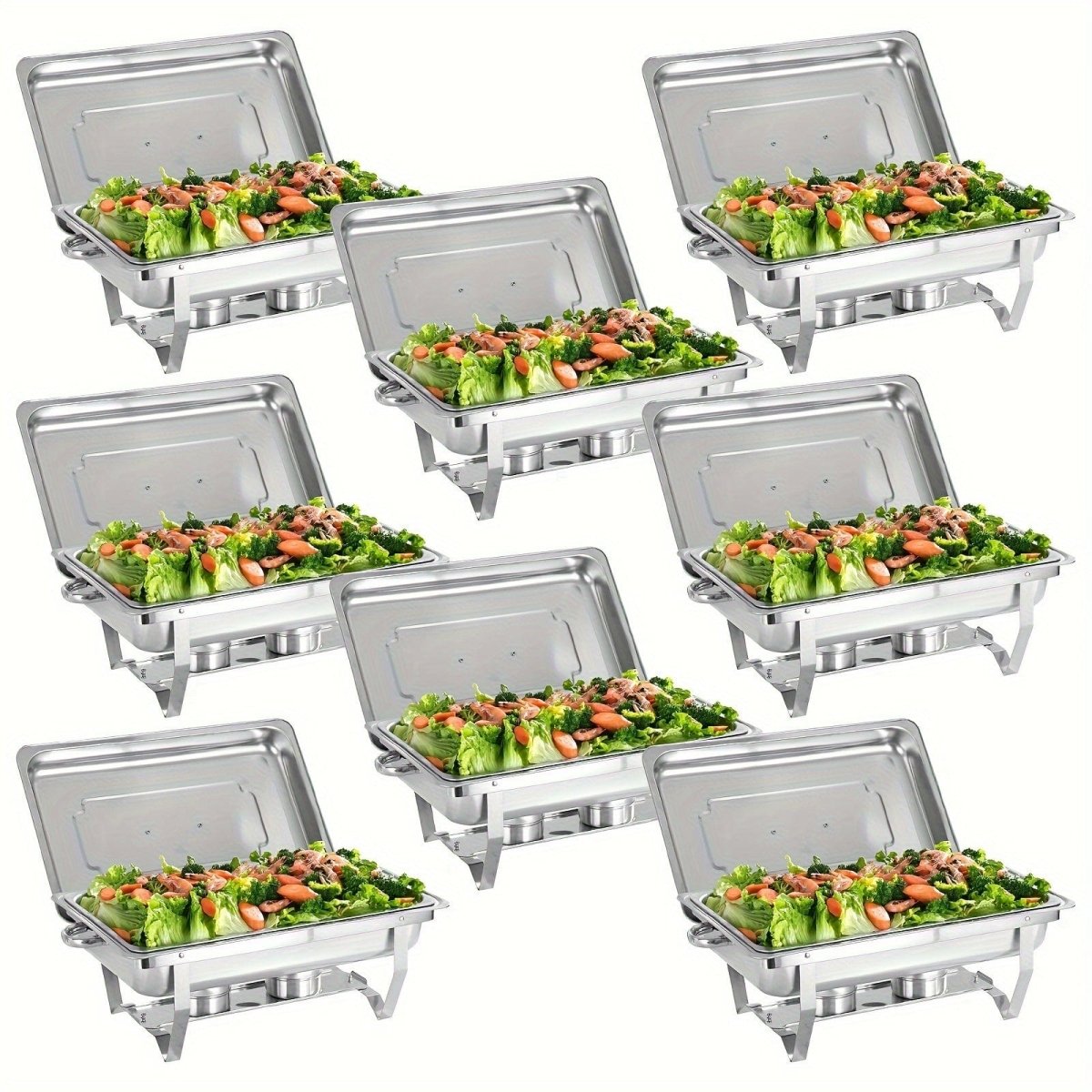 2/4/5/6/8/10packs Stainless Steel Chafing Dish Set 8QT, Premium Rectangle Buffet Food Warmer With Lids, Durable Pans & Fuel Holders - Perfect For Elegant Restaurant Catering, Parties, And Weddings Events - SHOWLU FASHION STORE