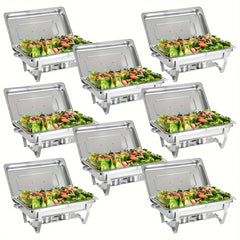 2/4/5/6/8/10packs Stainless Steel Chafing Dish Set 8QT, Premium Rectangle Buffet Food Warmer With Lids, Durable Pans & Fuel Holders - Perfect For Elegant Restaurant Catering, Parties, And Weddings Events - SHOWLU FASHION STORE