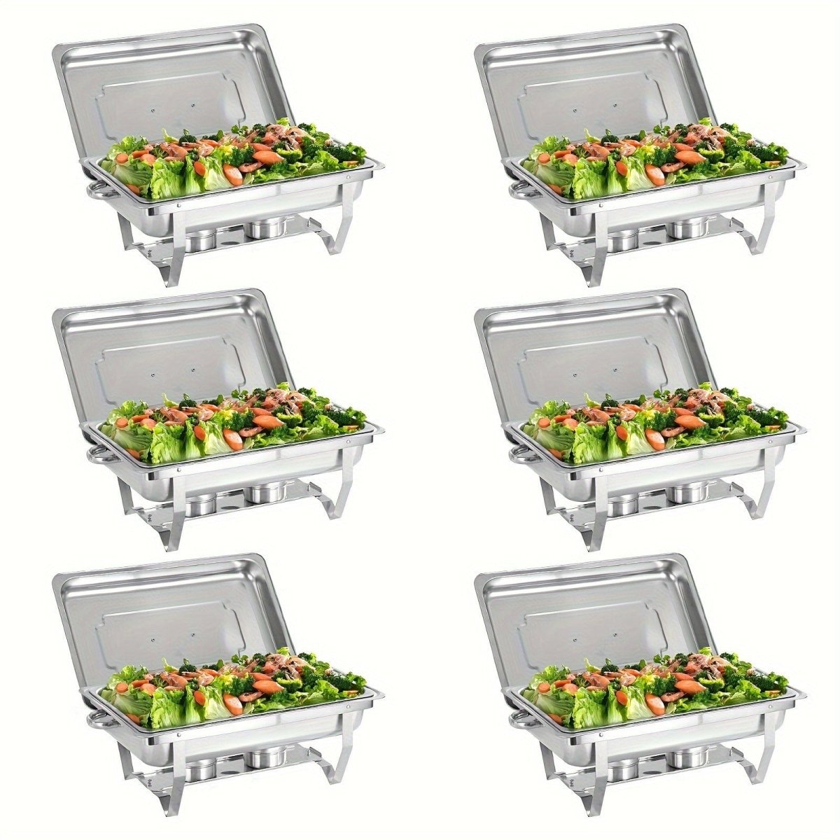 2/4/5/6/8/10packs Stainless Steel Chafing Dish Set 8QT, Premium Rectangle Buffet Food Warmer With Lids, Durable Pans & Fuel Holders - Perfect For Elegant Restaurant Catering, Parties, And Weddings Events - SHOWLU FASHION STORE
