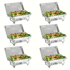 2/4/5/6/8/10packs Stainless Steel Chafing Dish Set 8QT, Premium Rectangle Buffet Food Warmer With Lids, Durable Pans & Fuel Holders - Perfect For Elegant Restaurant Catering, Parties, And Weddings Events - SHOWLU FASHION STORE