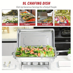 2/4/5/6/8/10packs Stainless Steel Chafing Dish Set 8QT, Premium Rectangle Buffet Food Warmer With Lids, Durable Pans & Fuel Holders - Perfect For Elegant Restaurant Catering, Parties, And Weddings Events - SHOWLU FASHION STORE