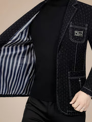 Men'S Fashionable Denim Blazer for Spring And Autumn.