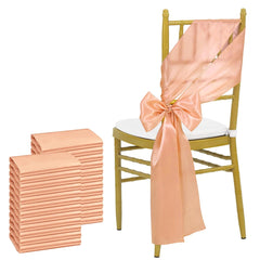 24PCS 17x275cm Sky Blue Satin Chair Sashes Bows Chair Cover Ribbons for Wedding Banquet Party Baby Shower Event Decorations - SHOWLU FASHION STORE