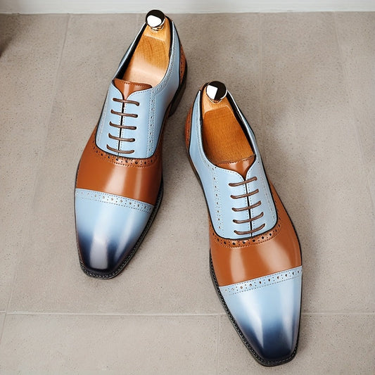 Business Men'S Plus Size Color Blocked Fashionable Casual Shoes, Comfortable, Wear-resistant And Non Slip Rubber Sole, Suitable For Office, Party And Street Wear 30820 SHOWLU FASHION STORE