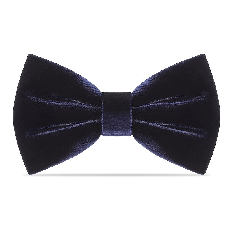 1pc Pre-Tied Men’s Velvet Bow Tie, Adjustable Navy Blue Formal Wedding Party Accessory, Luxurious Polyester Fabric for Sophisticated Style SHOWLU FASHION STORE
