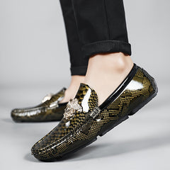 Men'S Fashion Loafers, PU Upper, Inner & Insole, Durable Rubber Sole, Slip-On Design, Low Top, Solid Color with Random Pattern, for Daily Wear SHOWLU FASHION STORE