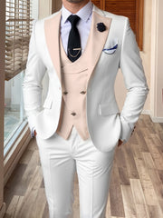 Men's 3pcs Wedding Suit Color Block Notch Label Slim Fit Formal Wedding Party Event Western Dress Suit 34S 36S 38S 40R 42R 44R 12.15gal