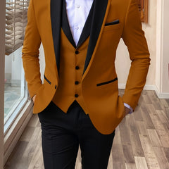 Men's 3pcs Suit Shawl Lapel Formal Wedding Party Events Vintage Western Suit Casual Business Workwear Suit 34S 36S 38S 40R 42R 11.62gal 12.15gal