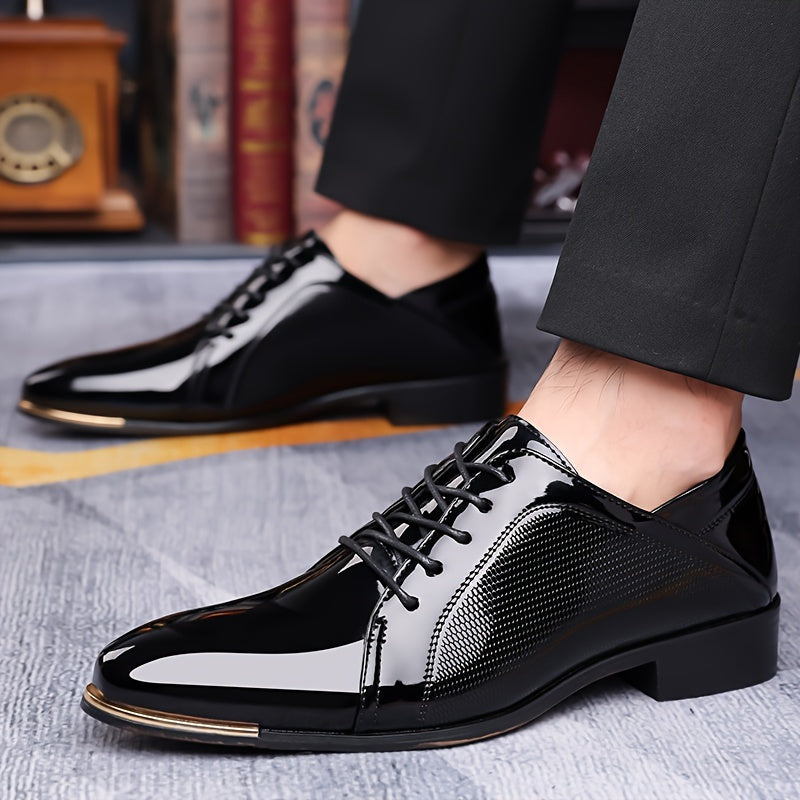 Men's Sleek Dress Shoes - Versatile for Weddings, Business & Casual Wear | Lace-Up, Non-Slip Rubber Sole | Fashionable Solid Color Design SHOWLU FASHION STORE