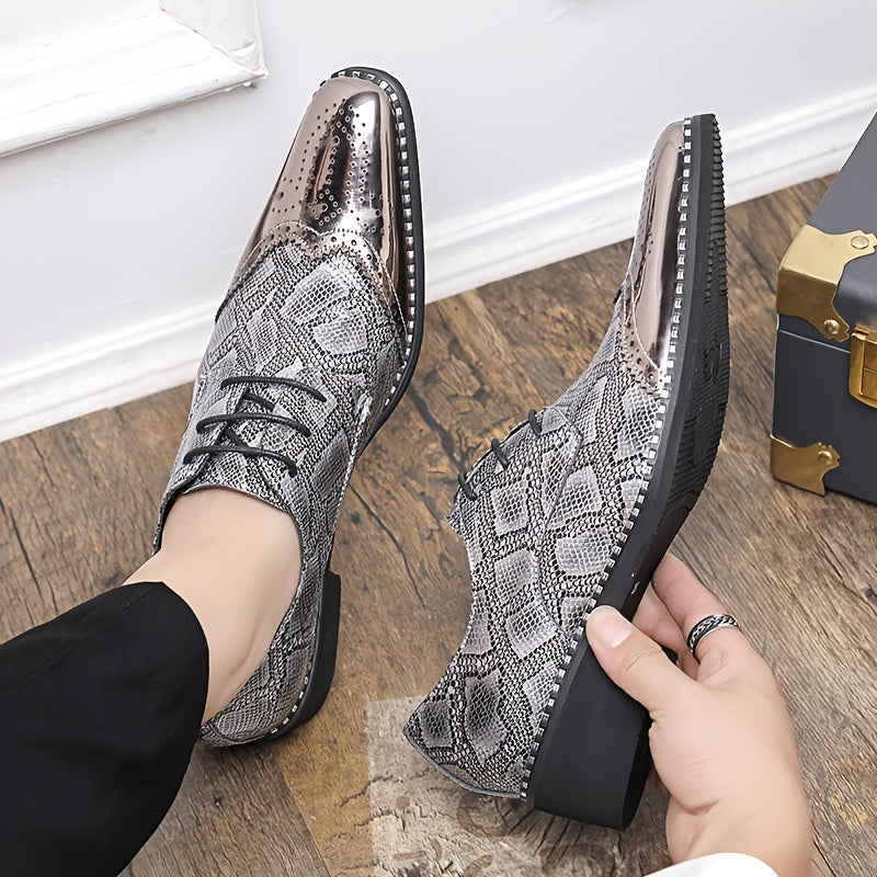 Men's Stylish Golden Brogue Loafers with Diamond Pattern - Pointed Toe Dress Shoes for Business & Casual Wear, Low-Top Lace-Up Design, All-Season Comfort, Allseason Shoes | Stylish Brogue Loafers | Polished Finish Shoes SHOWLU FASHION STORE