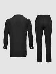 2024 Autumn New, Dashiki Men'S Set, Long Sleeve Top, Chest Embroidery, Hidden Button, Pocket, Round Neck, Split Hem, Elastic Pants, African Clothing, Men'S Casual Shirt and Trousers 2pcs Set, Four Seasons New 1 Set, Street St