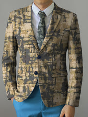 [Four-Season Party Blazer] Four-Season Regular Fit Men's Party Blazer - Stripes Print/Animal Print Notched Lapel, Fashion Suit Top With Button Details SHOWLU FASHION STORE