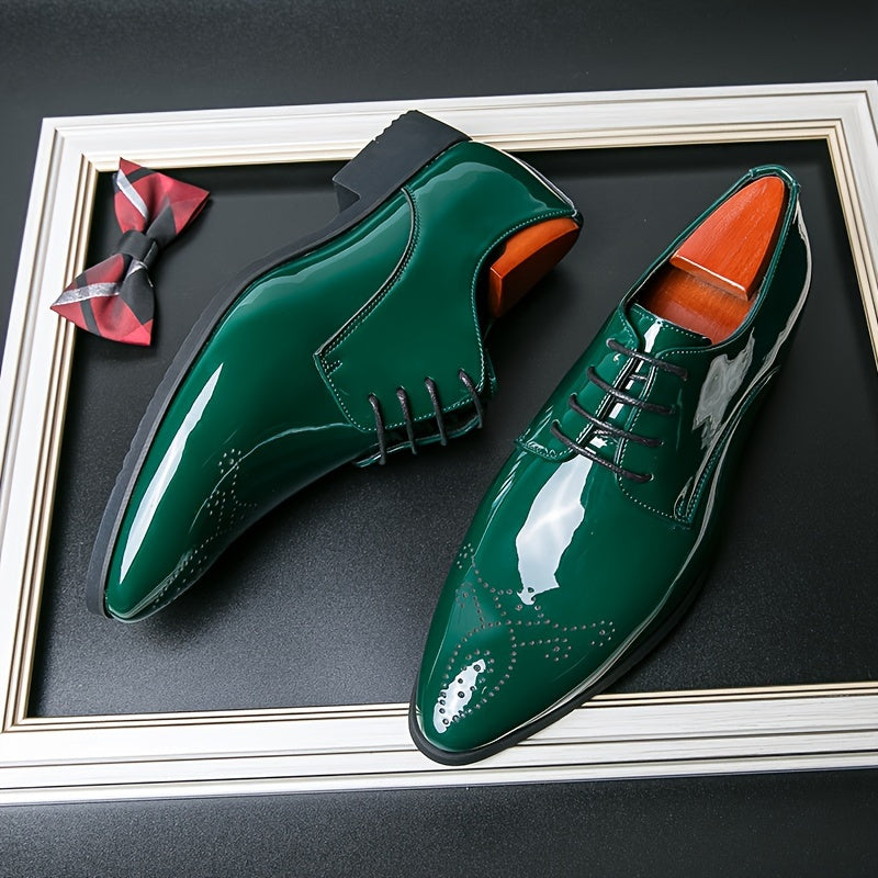 Men'S Solid Color Casual Dress Shoes, Pointed Toe Lace-Up, Microfiber Synthetic Upper, Superfine Fiber Lining, Sole & Insole, Fashionable Business Wedding Footwear for All Seasons SHOWLU FASHION STORE