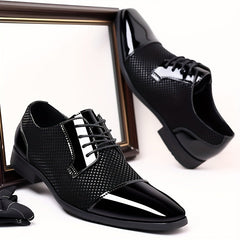 [Stylish Oxford Shoes] Comfortable Men's Black & White Oxford Dress Shoes - Business Casual Lace-Up Loafers with Rubber Sole, PU Upper & Inner Lining SHOWLU FASHION STORE