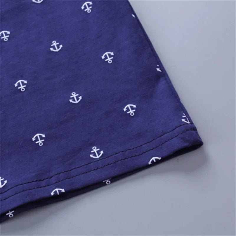 2PCS Baby Set Cute Kids Boys Clothes Summer Random Print Boat Anchor Pattern Short Sleeve Shorts Set For 1 - 5Years - SHOWLU FASHION STORE