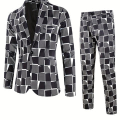 [2pcs Fashion Digital Suit] 2pcs Set of Fashion Casual Suit with Digital Print Suit and Trousers - SHOWLU FASHION STORE
