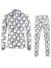 [2pcs Fashion Digital Suit] 2pcs Set of Fashion Casual Suit with Digital Print Suit and Trousers - SHOWLU FASHION STORE
