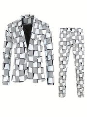 [2pcs Fashion Digital Suit] 2pcs Set of Fashion Casual Suit with Digital Print Suit and Trousers - SHOWLU FASHION STORE