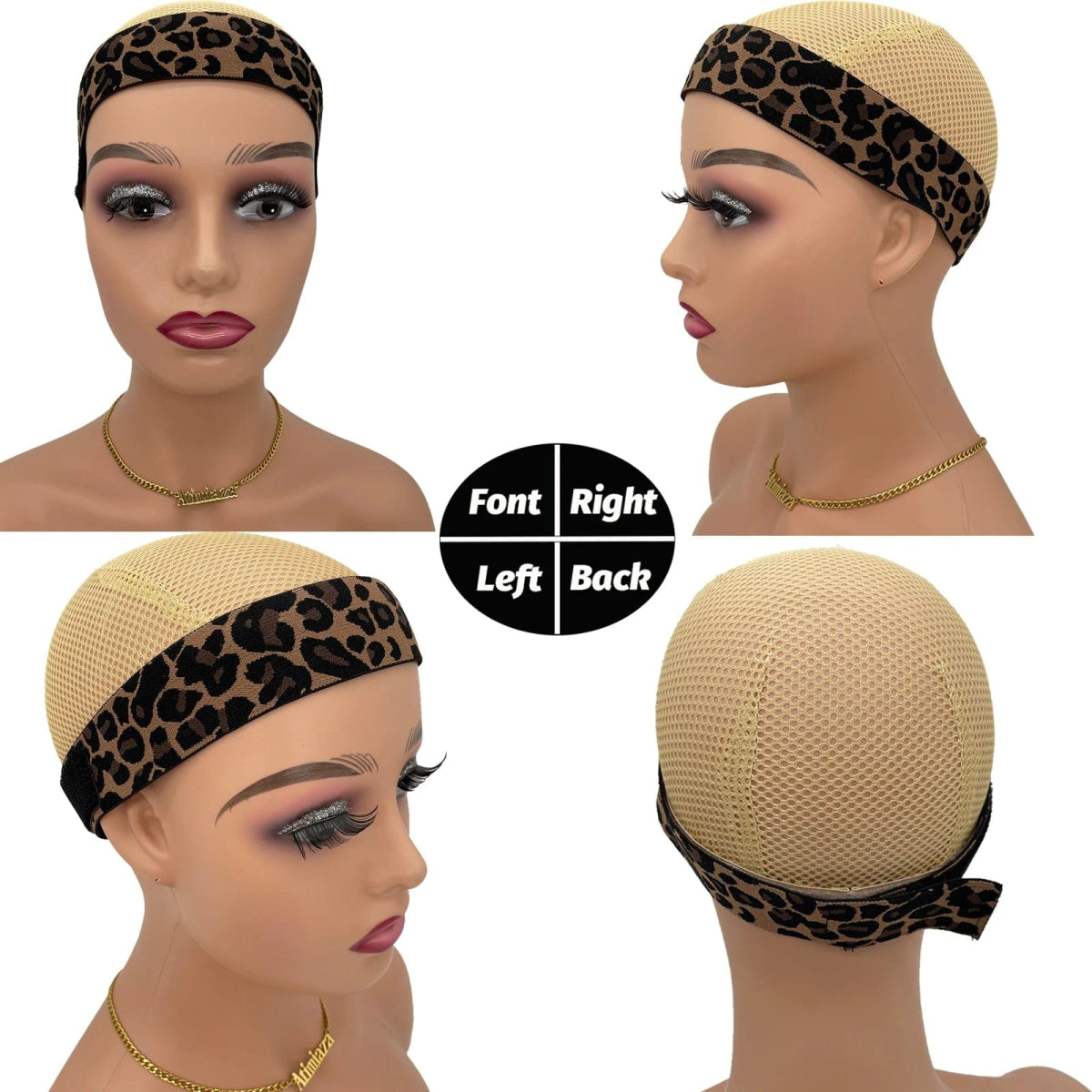 3 Pieces Wig Elastic Band Silvery Leopard Black Lace Melting Band for Laying Edges Down Meling Lace Wig Band Adjustable Band - SHOWLU FASHION STORE