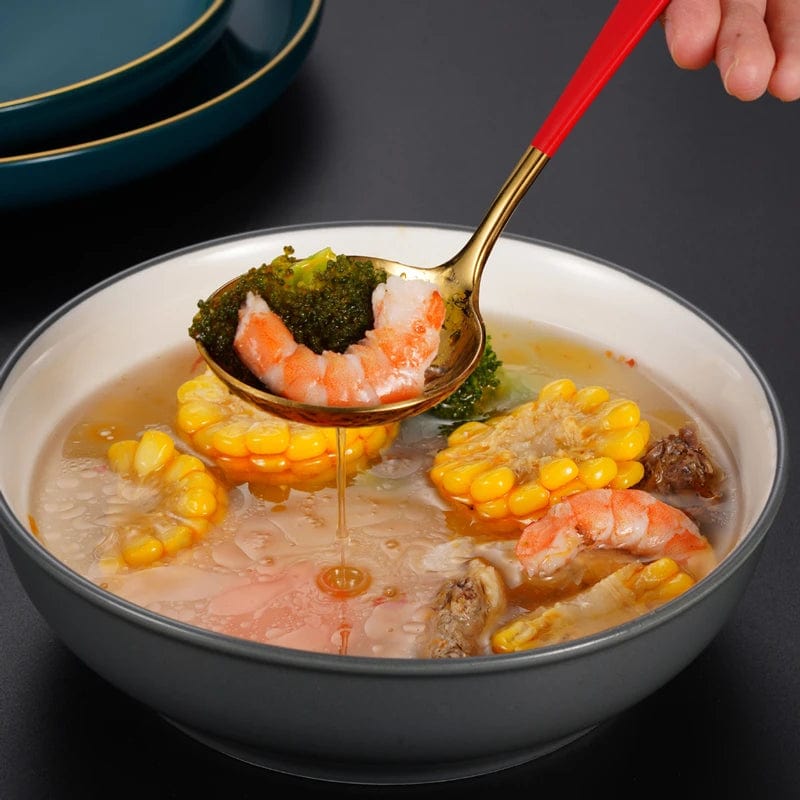 304 Stainless Steel Long Handle Soup Spoon Colander Hot Pot Ramen Scoop Bouillon Tablespoons Skimmer Kitchen Dishes Tableware - SHOWLU FASHION STORE