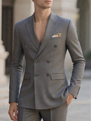 2pcs Men'S Tailored Suit with Notched Lapel & Matching Vest - Slim Fit Formal Wedding & Party Coat, Solid Color Long Sleeve with Pockets, Black/Brown/Beige, Wedding Attire, Sophisticated Style, Notched Lapel Design