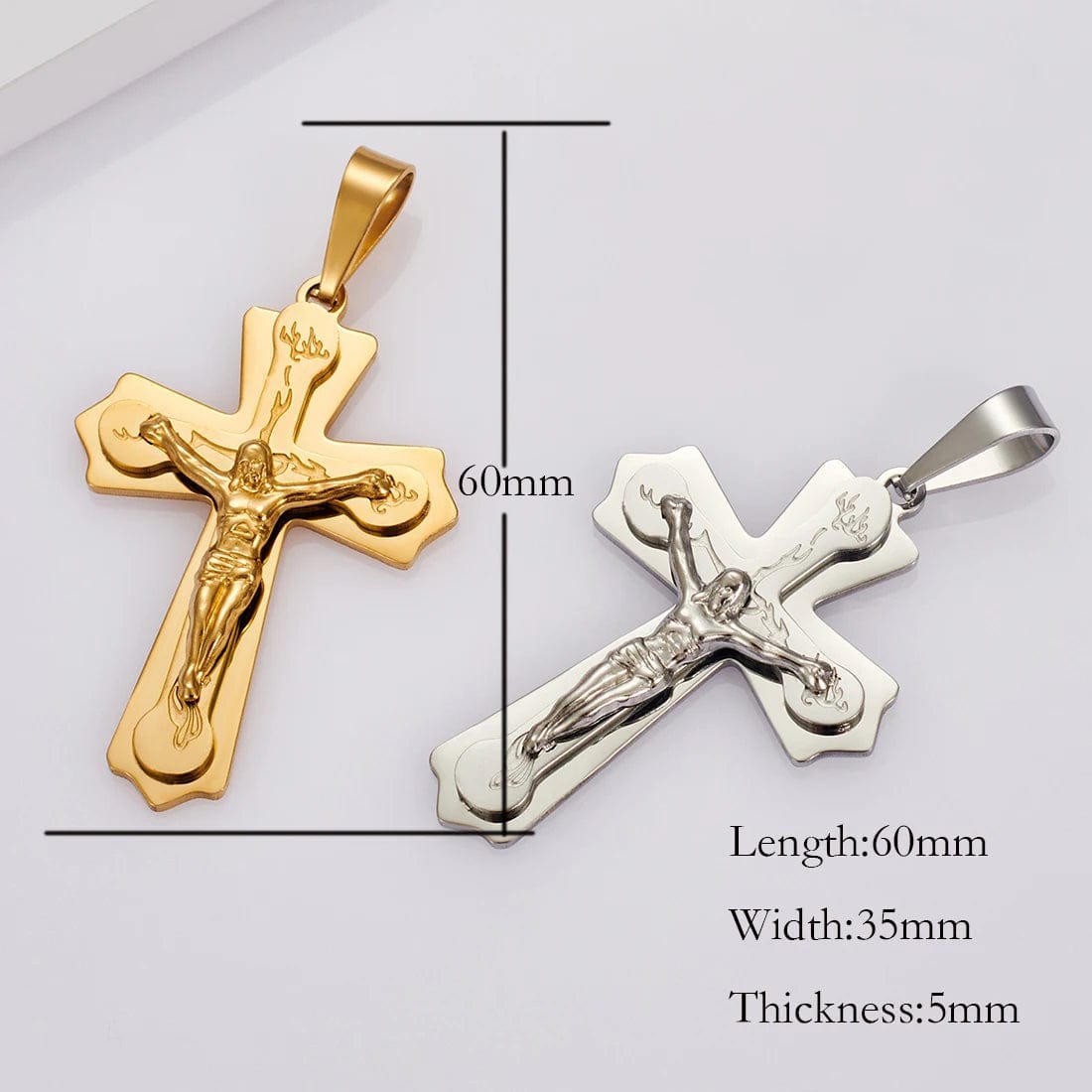316L Vintage Mens Width 35mm Stainless Steel Cross Pendant Necklace Chain Jewelry Gift - SHOWLU FASHION STORE