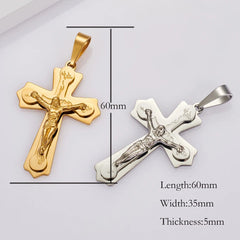 316L Vintage Mens Width 35mm Stainless Steel Cross Pendant Necklace Chain Jewelry Gift - SHOWLU FASHION STORE