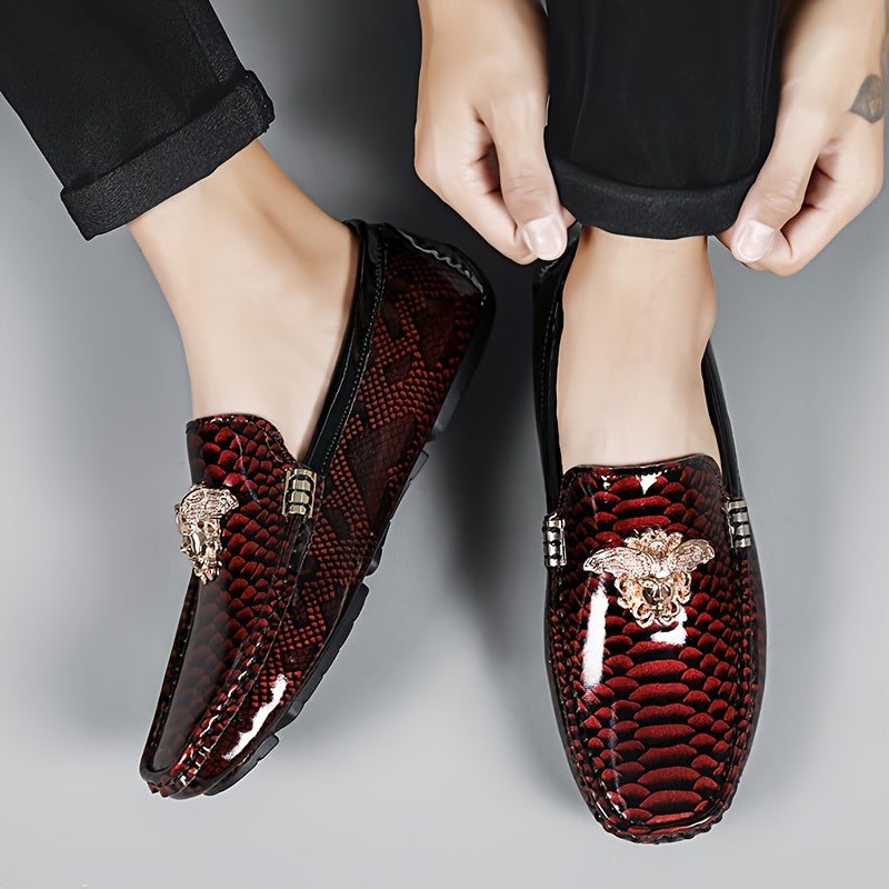 Men'S Fashion Loafers, PU Upper, Inner & Insole, Durable Rubber Sole, Slip-On Design, Low Top, Solid Color with Random Pattern, for Daily Wear SHOWLU FASHION STORE