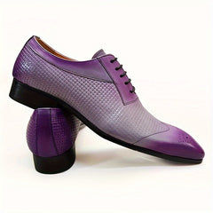 Men's Stylish Wing-tip Oxfords With Top Leather Uppers, Breathable Wear-resistant Non Slip Lace-up Dress Shoes For Business Office Wedding Party SHOWLU FASHION STORE