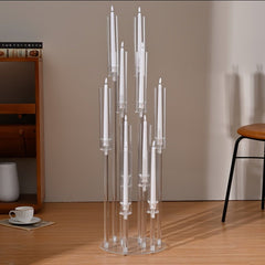 37.7 Inches Tall Large 10 Arm Acrylic Candelabra Centerpieces for Tables, Floor Clear Tall Candlesticks Holder with Removable Lampshade for Wedding Party Home Decoration, Fit 0.82" LED Candles - SHOWLU FASHION STORE