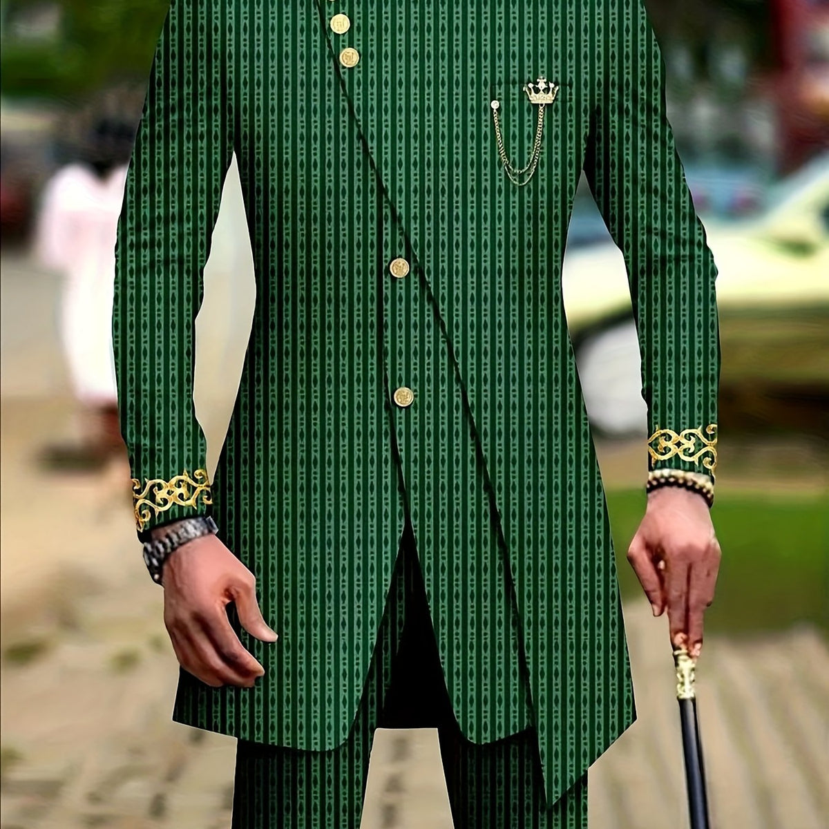 Men's Casual Long-sleeved Two-piece Suit, Mid-length Top And Trousers