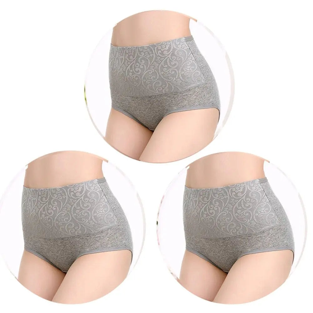 Showlu Fashion Store 0 3pcs grey / L / 3pcs 3Pcs Cotton Panties for Women Plus Size Underwear High Waist Abdominal Briefs Female Girl Postpartum Recovery Panties Women's