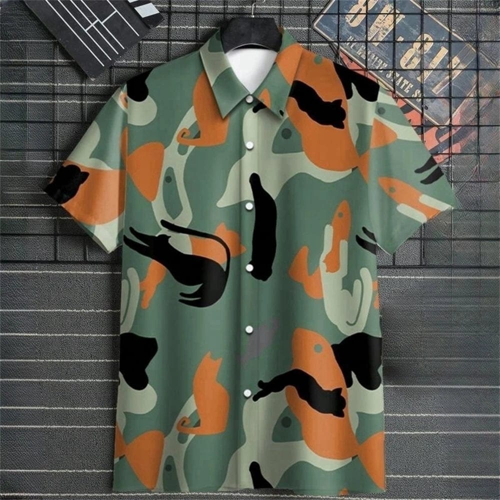 3D Printed Geometry Men's Shirts Color Block Graphics Fashion Button Short Sleeve Lapel Hawaiian Blouse shirts for men Summer - SHOWLU FASHION STORE
