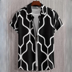 3D Printed Geometry Men's Shirts Color Block Graphics Fashion Button Short Sleeve Lapel Hawaiian Blouse shirts for men Summer - SHOWLU FASHION STORE