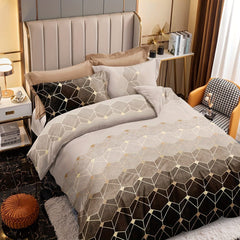 3pcs Soft And Comfortable Bronzing Geometric Duvet Cover Set For Bedroom And Guest Room - Includes 1 Duvet Cover And 2 Pillowcases (Core Not Included) - SHOWLU FASHION STORE