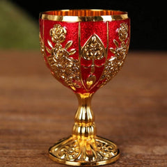 4 PCS 1 Set 30 Ml Goblet Vintage Metal Embossed Wine Cup Retro Creative Small Liquor Cup Gold European Style Metal Glass Metal Small Wine Cup.(4 Pcs) - SHOWLU FASHION STORE
