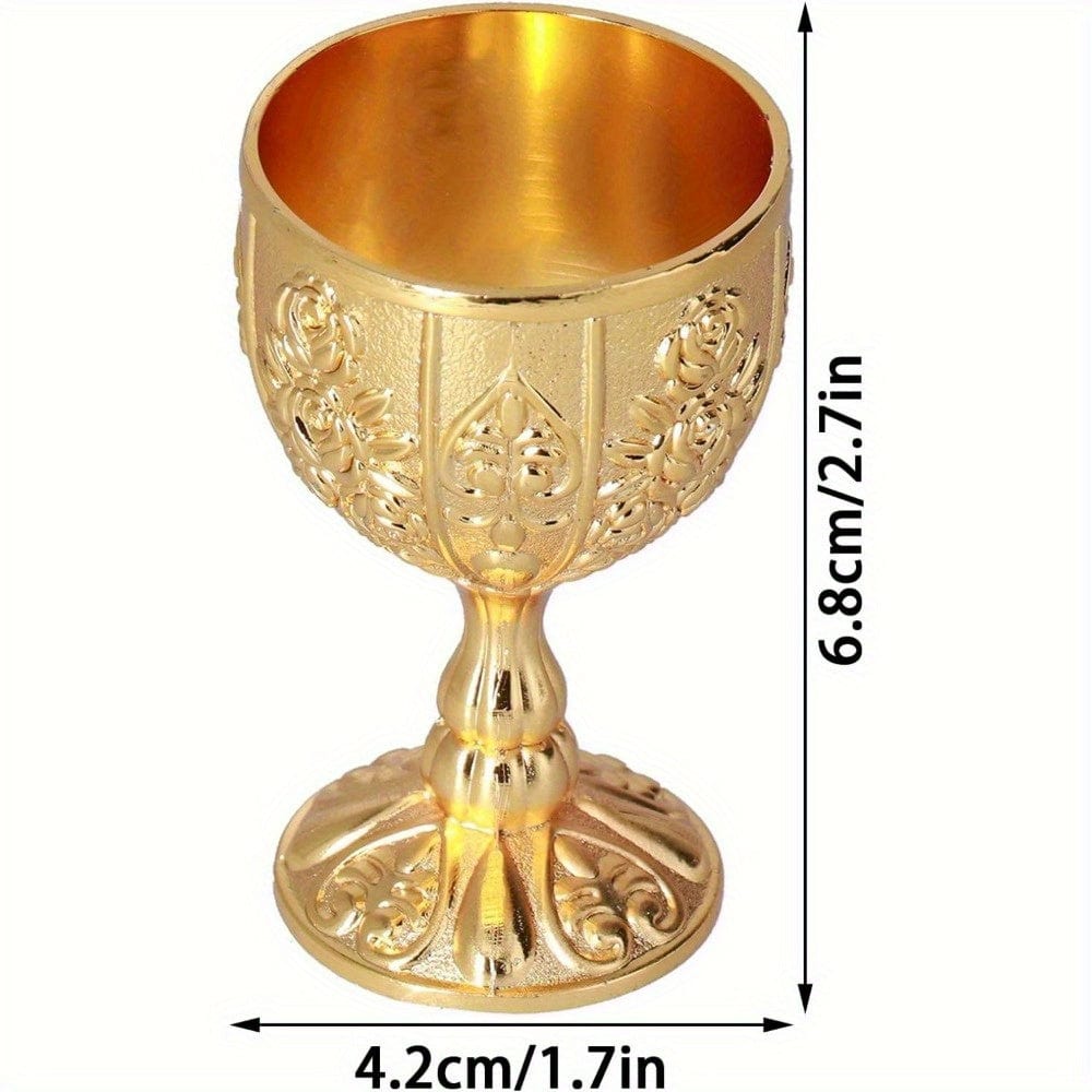4 PCS 1 Set 30 Ml Goblet Vintage Metal Embossed Wine Cup Retro Creative Small Liquor Cup Gold European Style Metal Glass Metal Small Wine Cup.(4 Pcs) - SHOWLU FASHION STORE