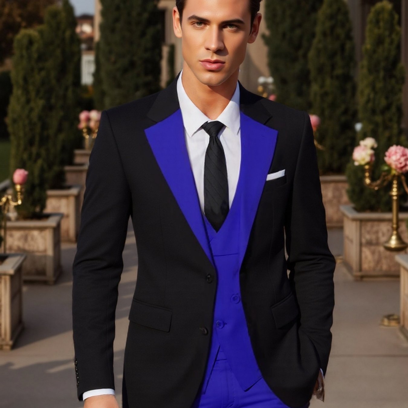 Men'S 3pcs Suit Groom Groomsman Bestman Wedding Dress Suit Elegant Formal Event Tuxedo Set Jacket+Vest+Pants SHOWLU FASHION STORE
