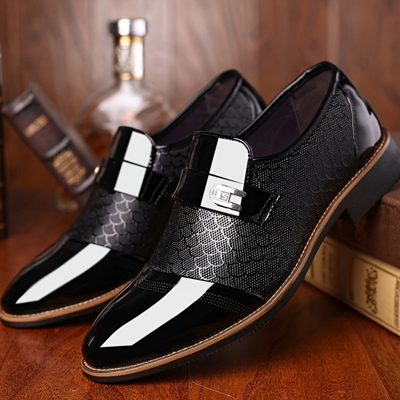 Exquisite Embossed Men's Business Shoes - Luxurious Comfort, Pointed Toe, Slip-On Design, Lug Sole, Perfect for Party, Wedding, Office, and Formal Events - Durable, Breathable, and Stylish Dress Shoes SHOWLU FASHION STORE