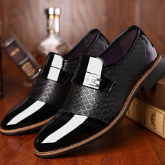 Exquisite Embossed Men's Business Shoes - Luxurious Comfort, Pointed Toe, Slip-On Design, Lug Sole, Perfect for Party, Wedding, Office, and Formal Events - Durable, Breathable, and Stylish Dress Shoes SHOWLU FASHION STORE