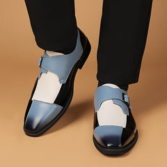Men'S Plaid Oxfords with Buckle Closure, Microfiber Synthetic Dress Shoes, Low Top, Round Toe, Rubber Sole, PU Insole, for Business, Casual, Wedding, All-Season Wear SHOWLU FASHION STORE
