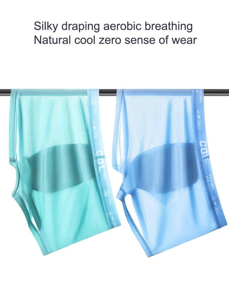 4Pcs Boxer Shorts Men's Underwear Ice Silk Underpants Sexy Panties 3A Antibacterial Breathable Elastic Lingerie Plus Size L - 6XL - SHOWLU FASHION STORE