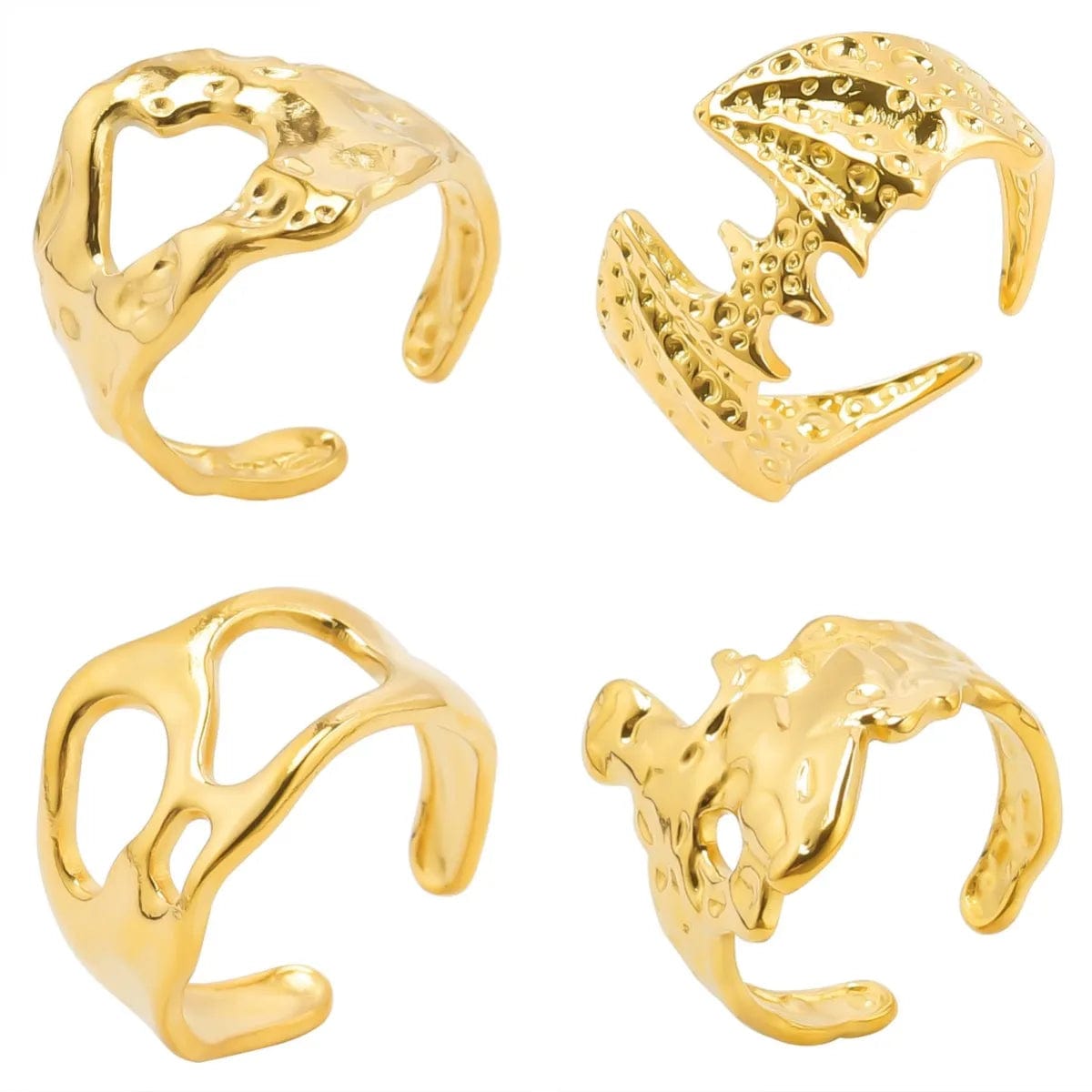 4pcs New Fashion Minimalism Wide Rings for Women Men Stainless Steel Punk Opening Finger Ring Jewelry Party Birthday Friend Gift - SHOWLU FASHION STORE
